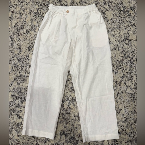 100% Linen Tailored Cropped Trousers CECILIA - Picture 3 of 6